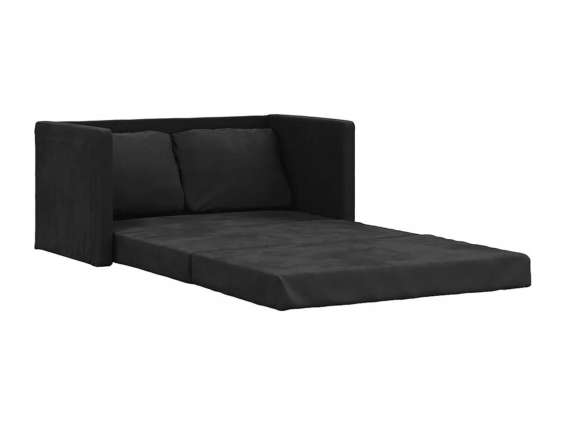 Canapé-lit 2 en 1 noir 122x204x55 cm velours