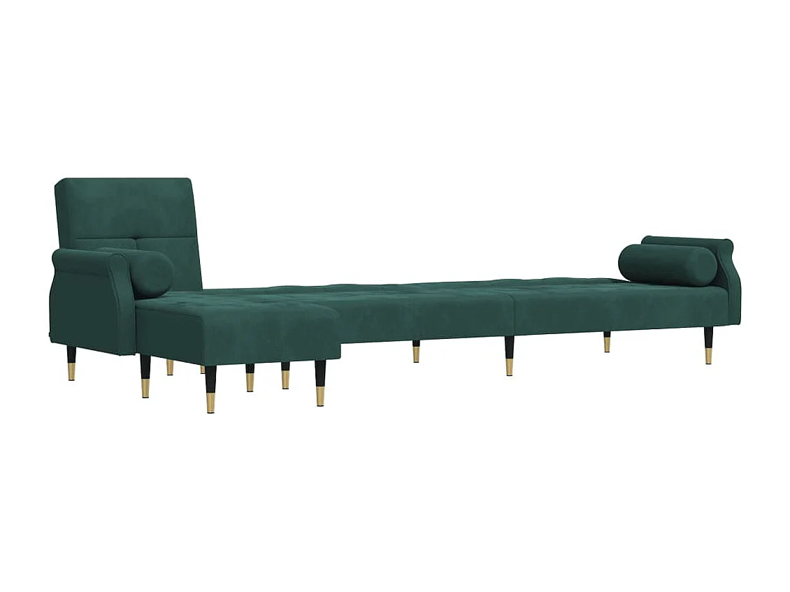 Slaapbank L-vormig 271x140x70 cm fluweel donkergroen