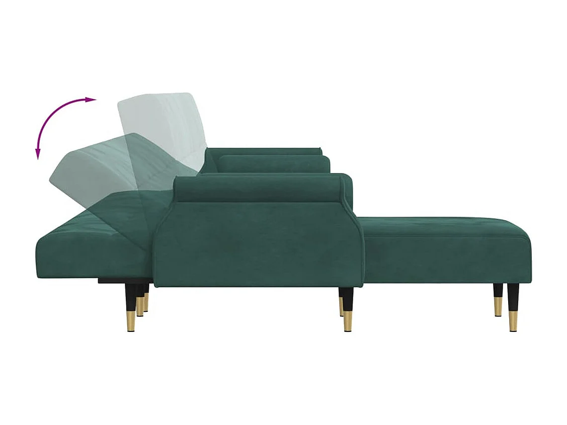 Slaapbank L-vormig 271x140x70 cm fluweel donkergroen