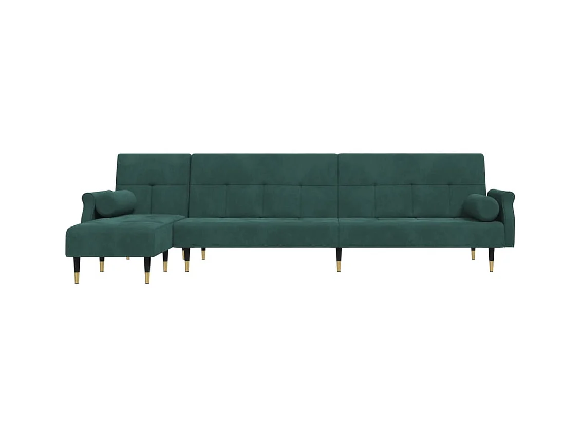 Canapé-lit en forme de L vert foncé 271x140x70 cm velours