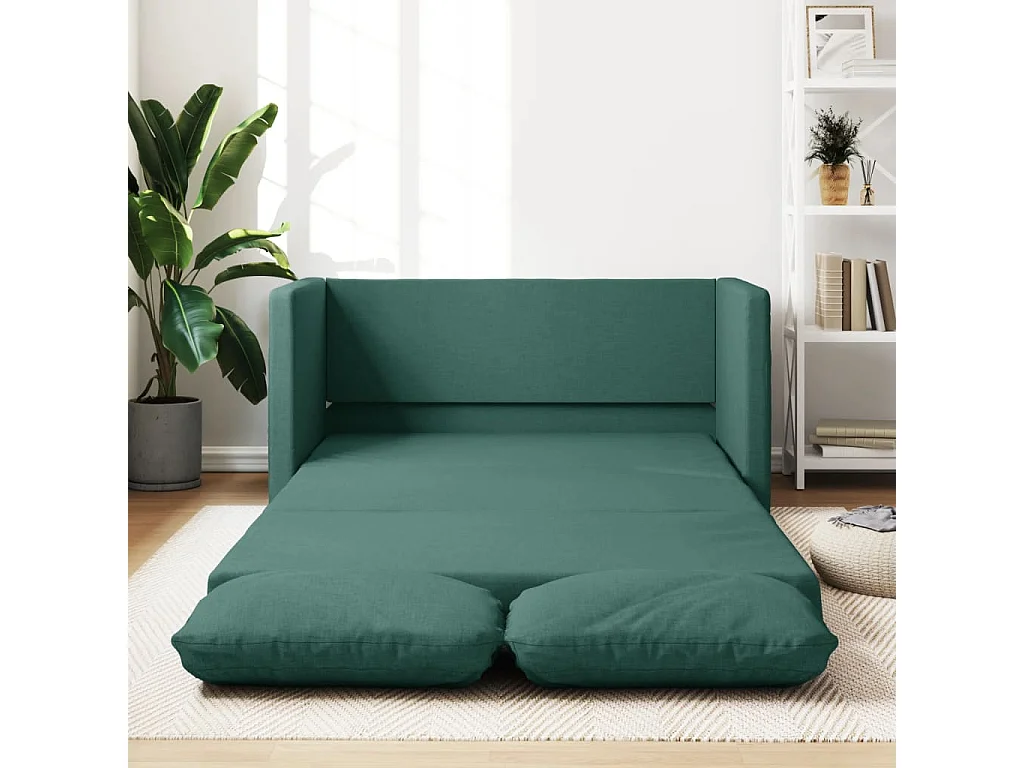 Slaapbank vloermodel 2-in-1 112x174x55 cm stof donkergroen