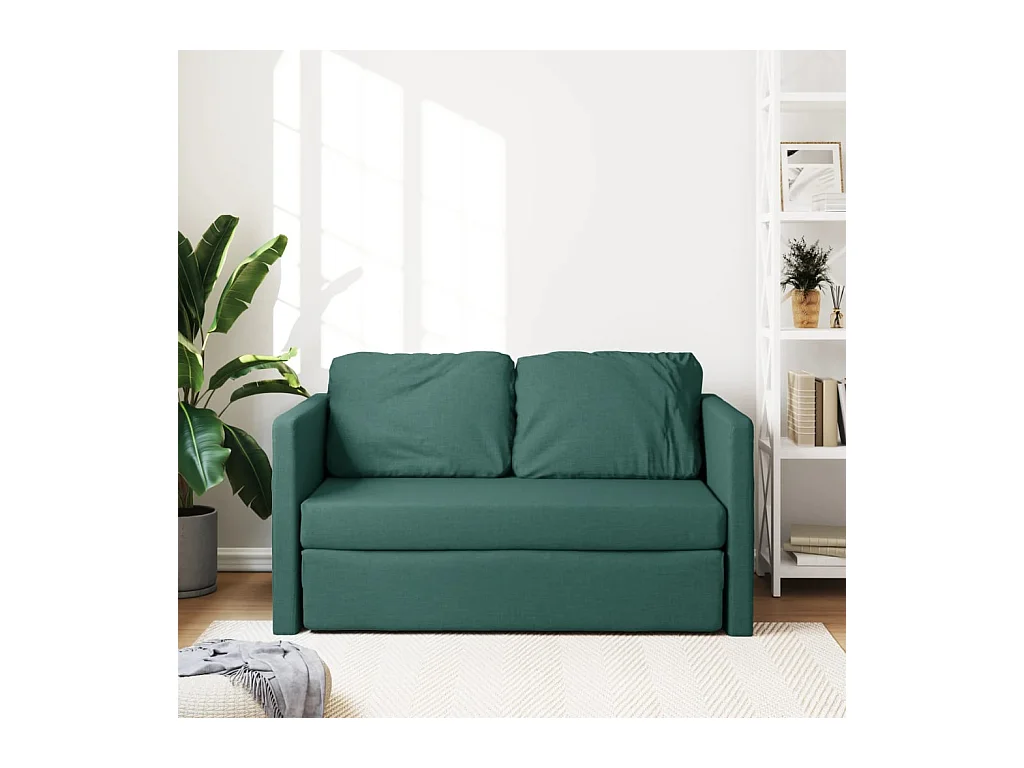 Canapé-lit 2 en 1 vert foncé 112x174x55 cm tissu