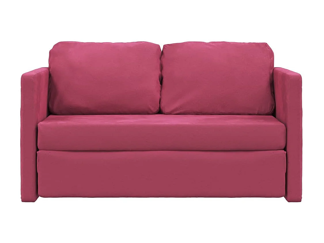 Slaapbank vloermodel 2-in-1 122x204x55 cm fluweel wijnrood