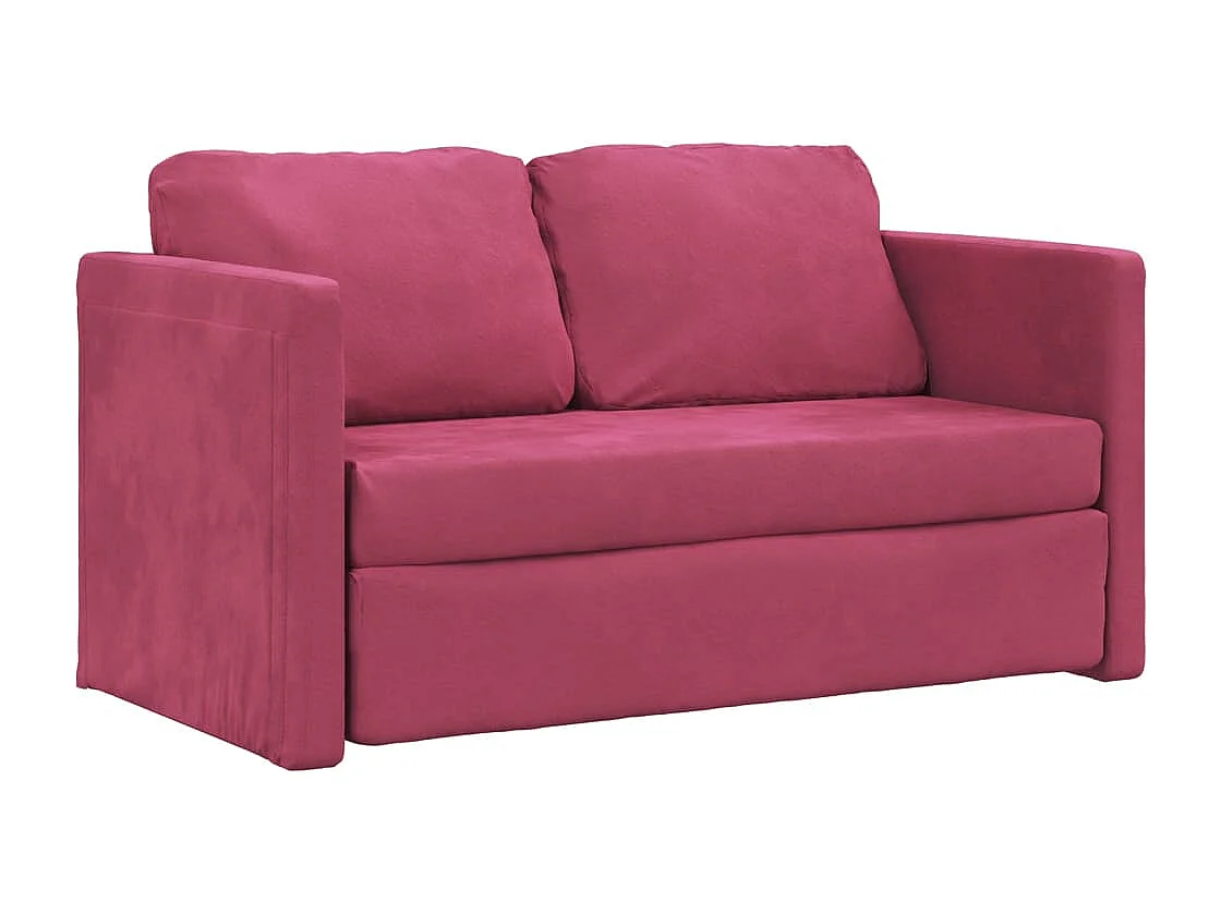 Canapé-lit 2 en 1 rouge bordeaux 122x204x55 cm velours