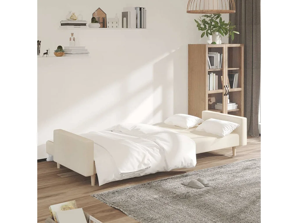Sofá cama de 2 plazas tela color crema
