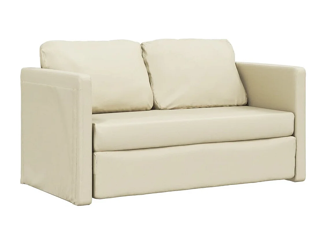 Slaapbank vloermodel 2-in-1 112x174x55 cm kunstleer crèmekleur