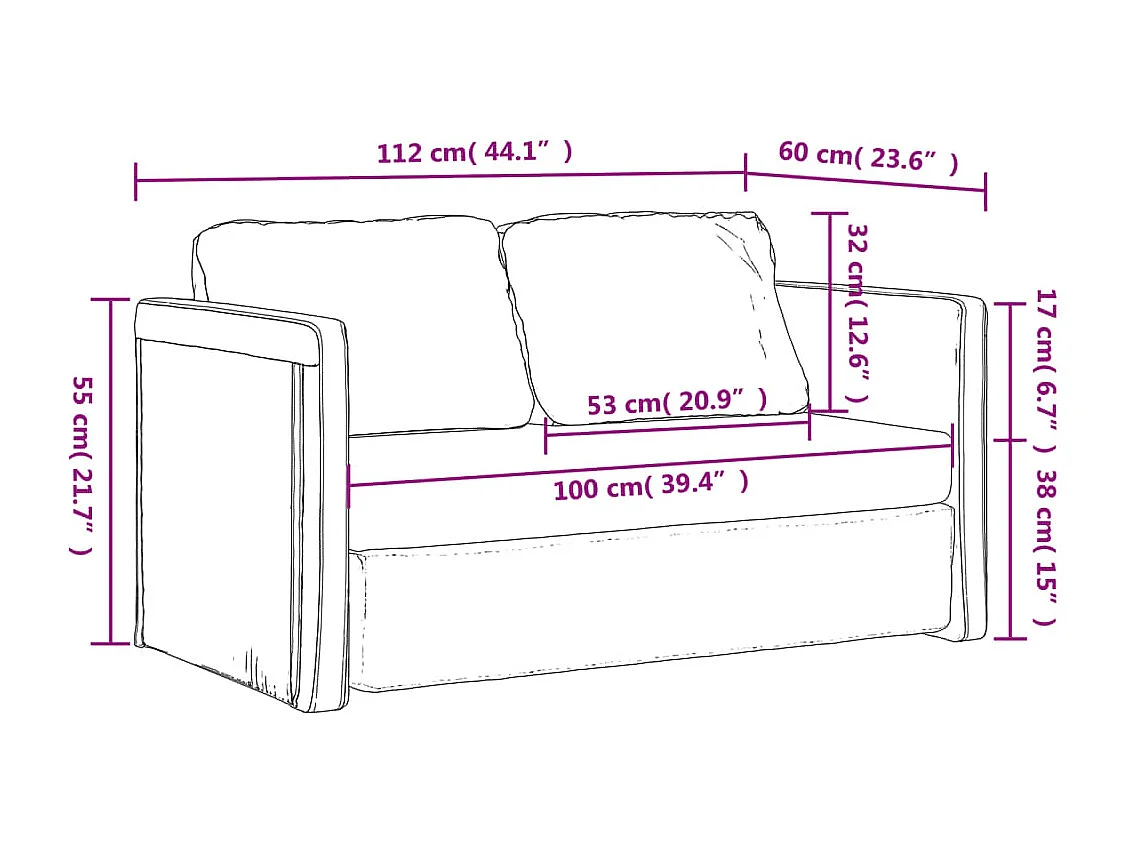 Slaapbank vloermodel 2-in-1 112x174x55 cm kunstleer crèmekleur