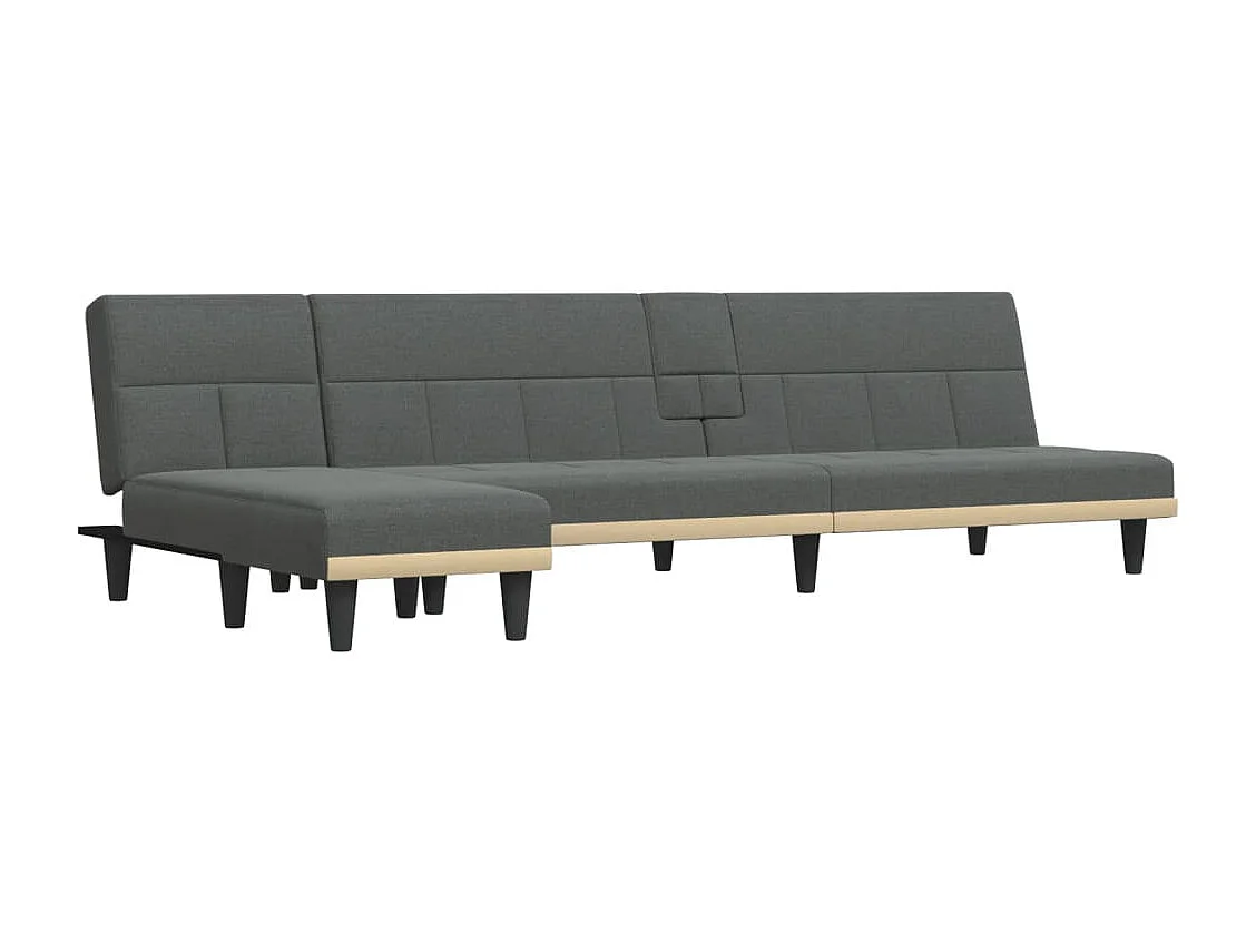 Canapé-lit en forme de L gris foncé 255x140x70 cm tissu