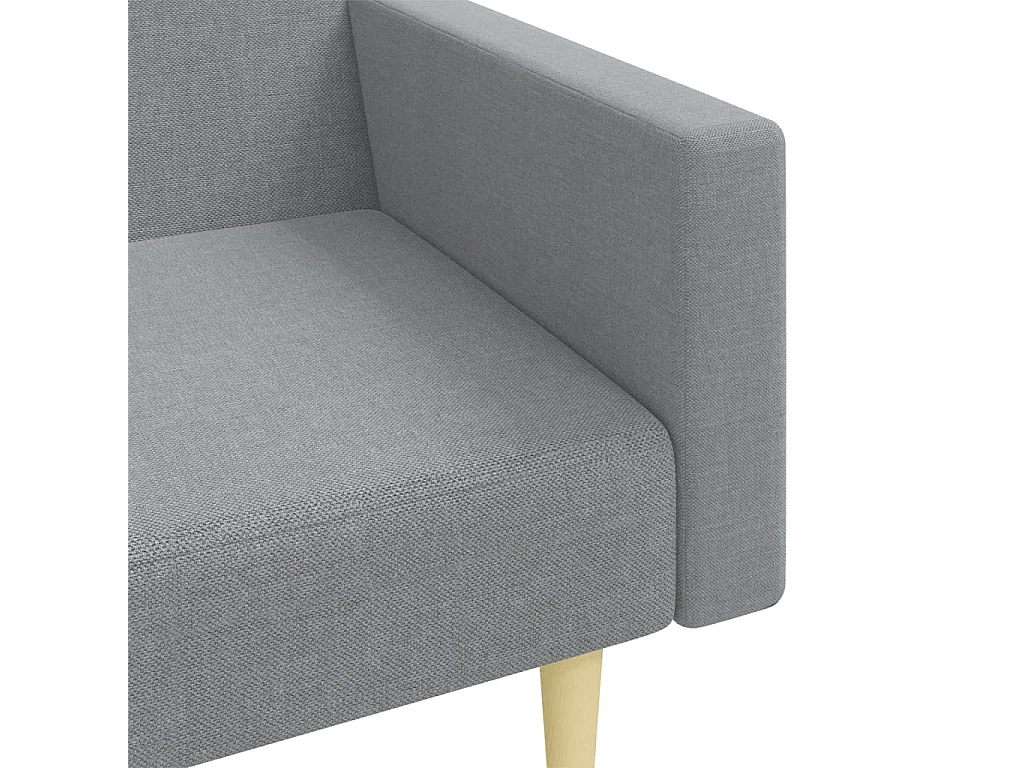 Canapé-lit à 2 places avec repose-pied gris clair tissu