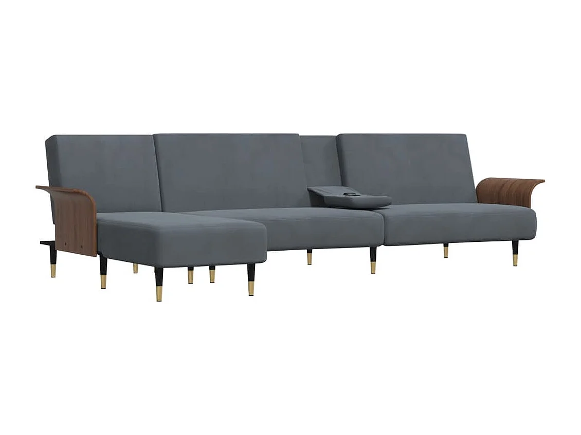 Canapé-lit en forme de L gris 279x140x70 cm velours
