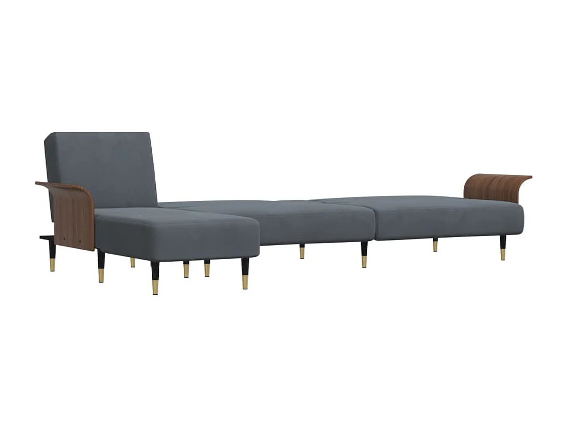 Canapé-lit en forme de L gris 279x140x70 cm velours