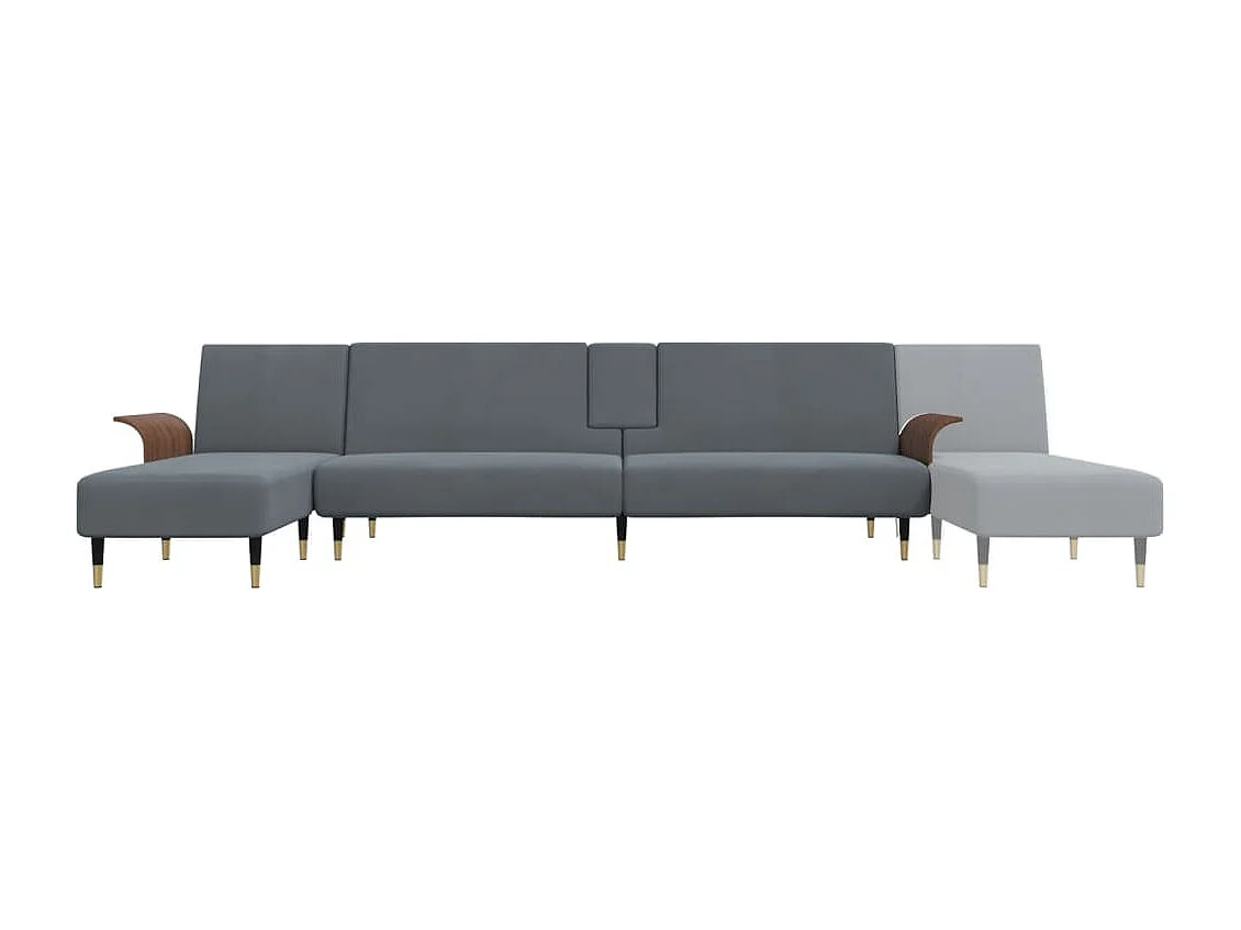 Canapé-lit en forme de L gris 279x140x70 cm velours