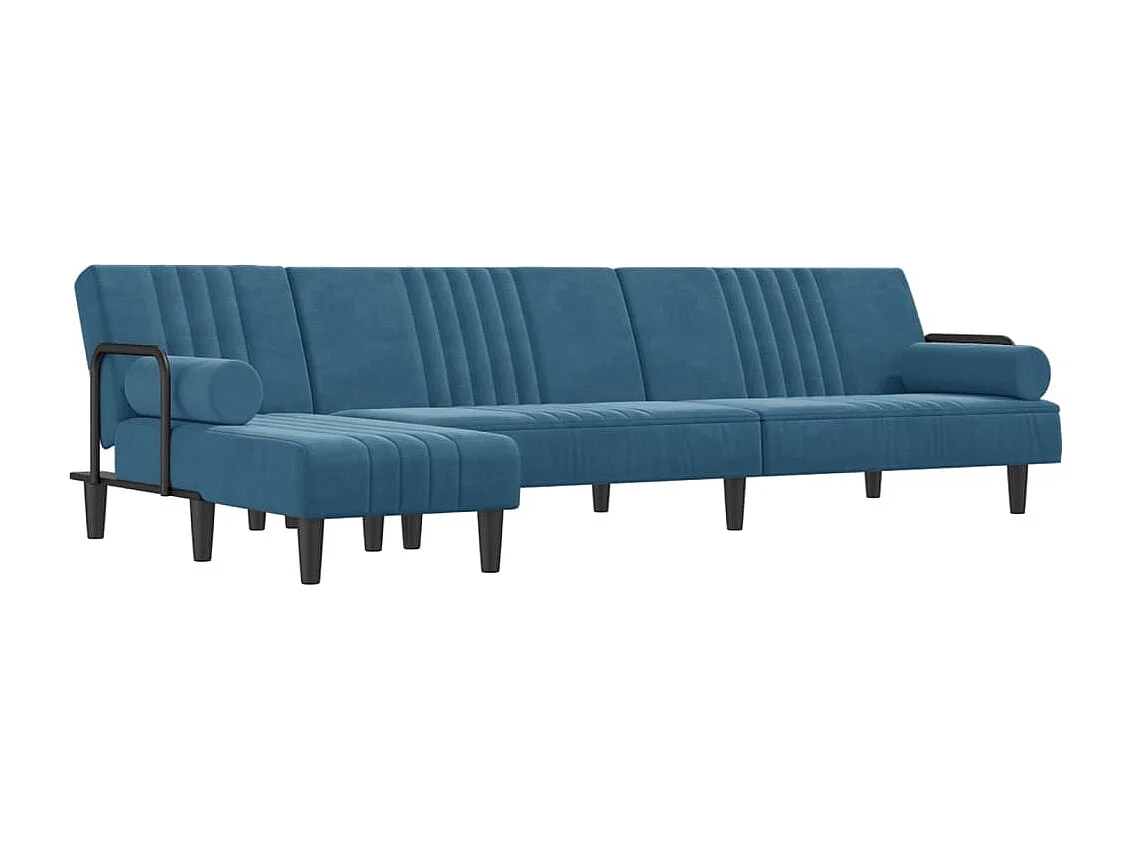 Canapé-lit en forme de L bleu 260x140x70 cm velours