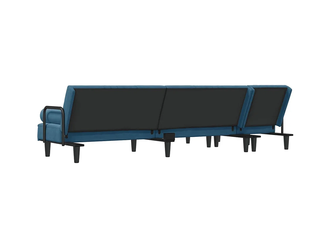 Canapé-lit en forme de L bleu 260x140x70 cm velours