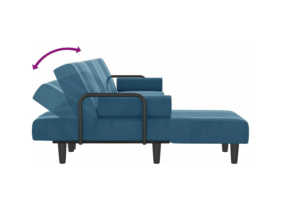 Canapé-lit en forme de L bleu 260x140x70 cm velours