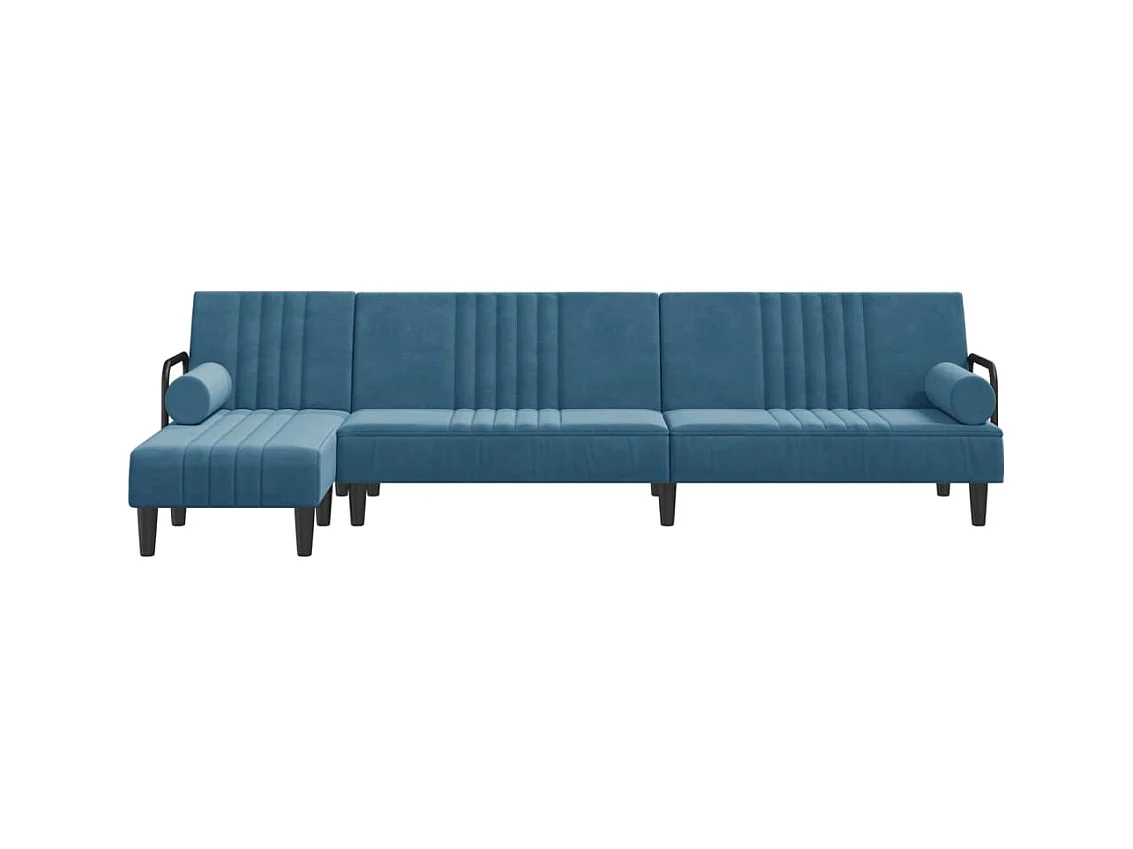 Canapé-lit en forme de L bleu 260x140x70 cm velours