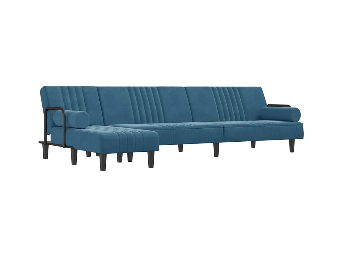 Canapé-lit en forme de L bleu 260x140x70 cm velours