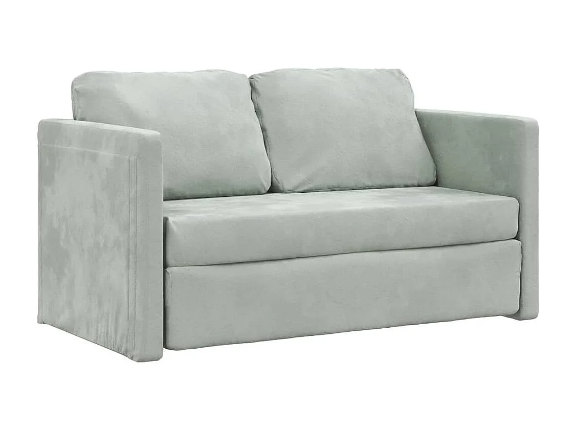 Canapé-lit 2 en 1 gris clair 122x204x55 cm velours