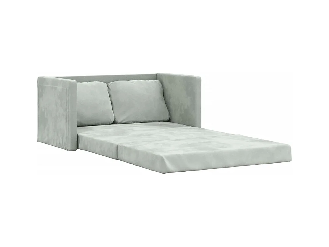 Canapé-lit 2 en 1 gris clair 122x204x55 cm velours