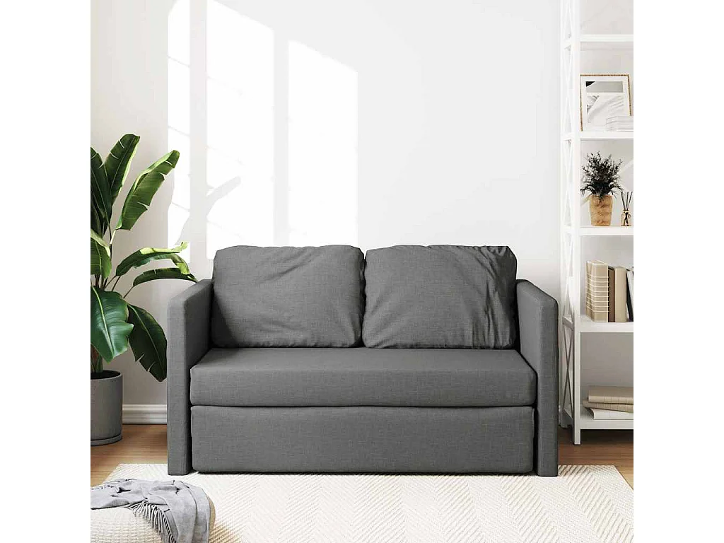 Slaapbank vloermodel 2-in-1 112x174x55 cm stof donkergrijs