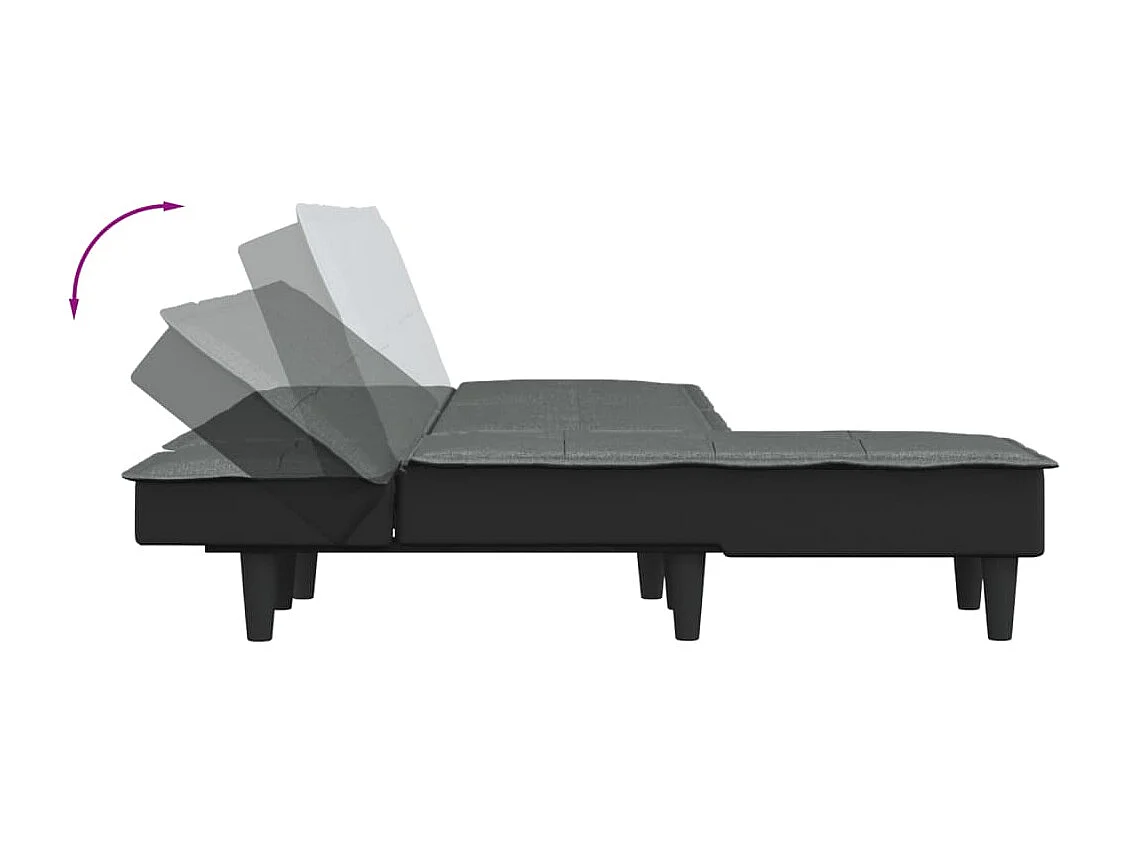 Canapé-lit en forme de L gris foncé 255x140x70 cm tissu