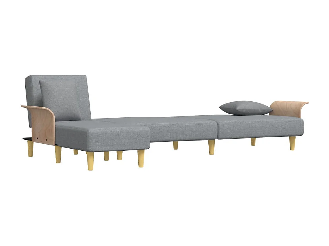 Canapé-lit en forme de L gris clair 279x140x70 cm tissu