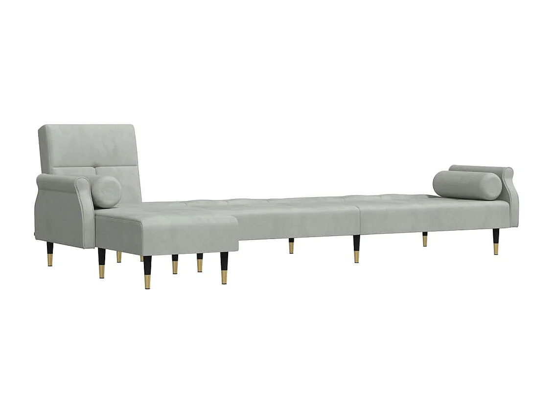 Canapé-lit en forme de L gris clair 271x140x70 cm velours