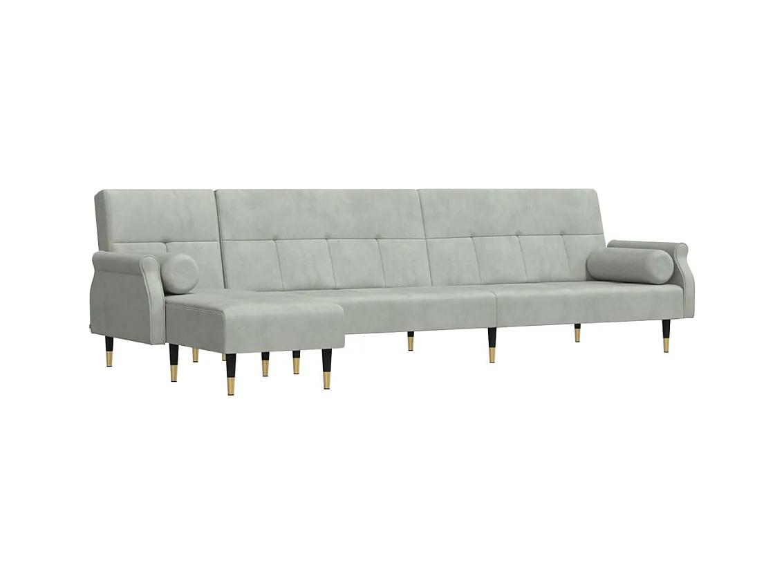 Canapé-lit en forme de L gris clair 271x140x70 cm velours