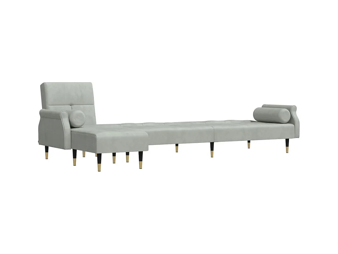 Canapé-lit en forme de L gris clair 271x140x70 cm velours