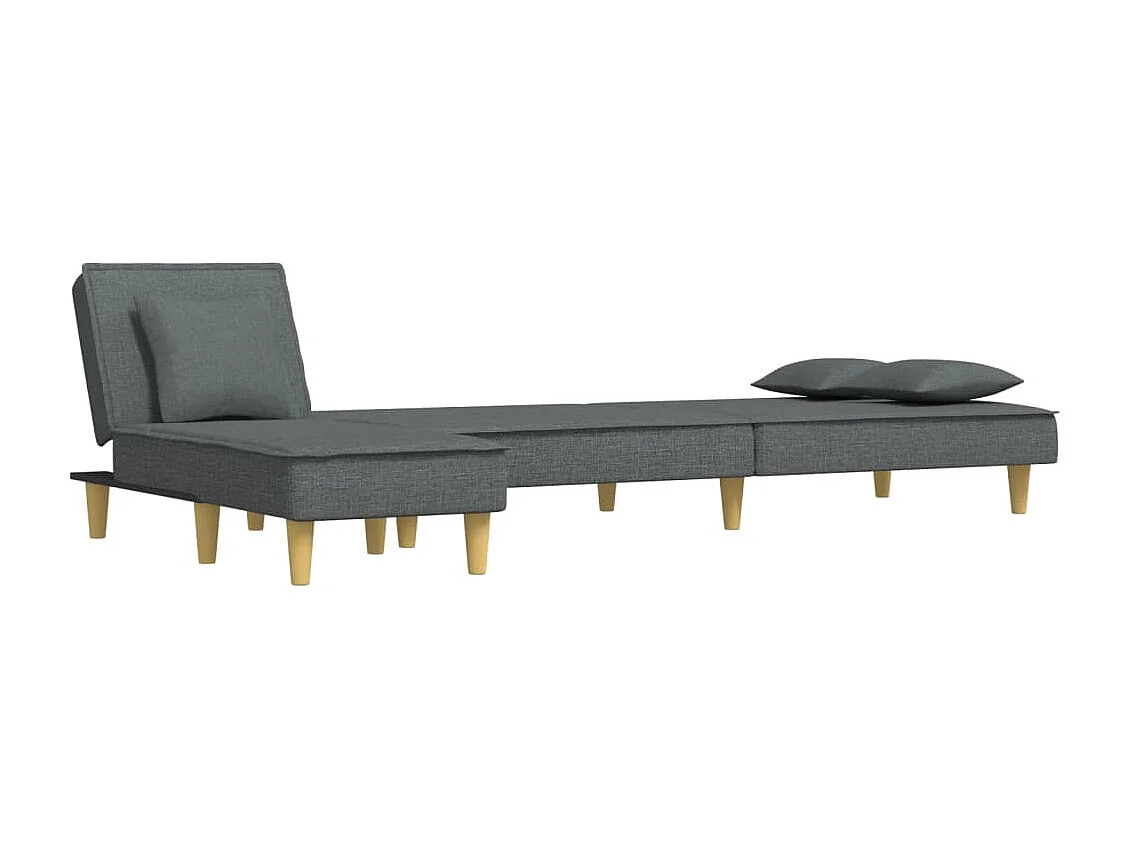 Canapé-lit en forme de L gris foncé 255x140x70 cm tissu