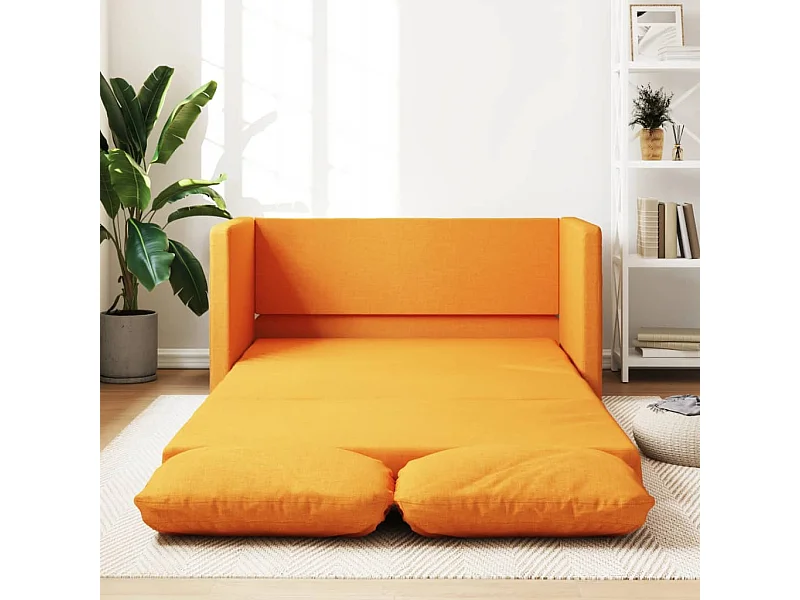 Sofá cama de suelo 2 en 1 tela amarillo oscuro 112x174x55 cm