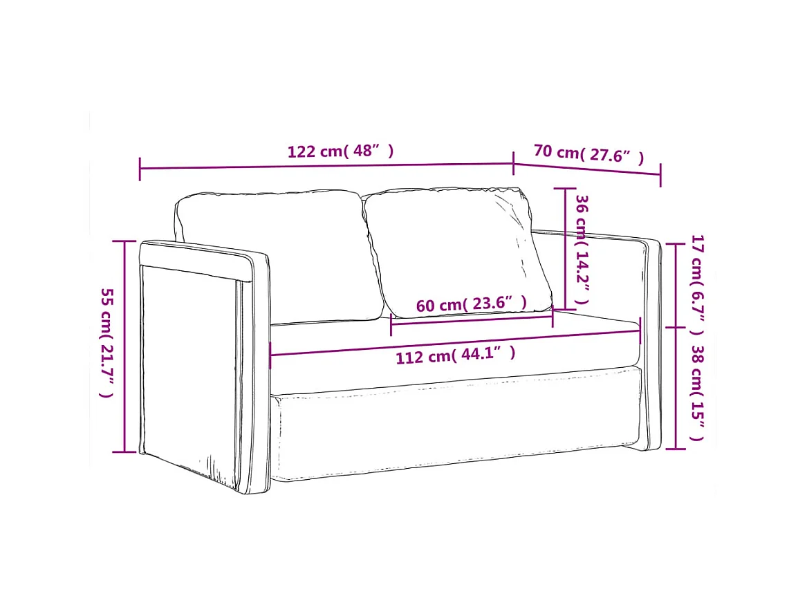 Canapé-lit 2 en 1 jaune foncé 122x204x55 cm velours