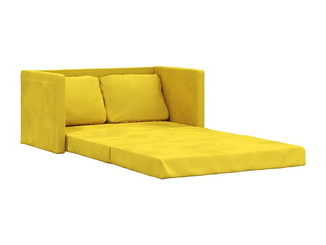 Canapé-lit 2 en 1 jaune foncé 122x204x55 cm velours
