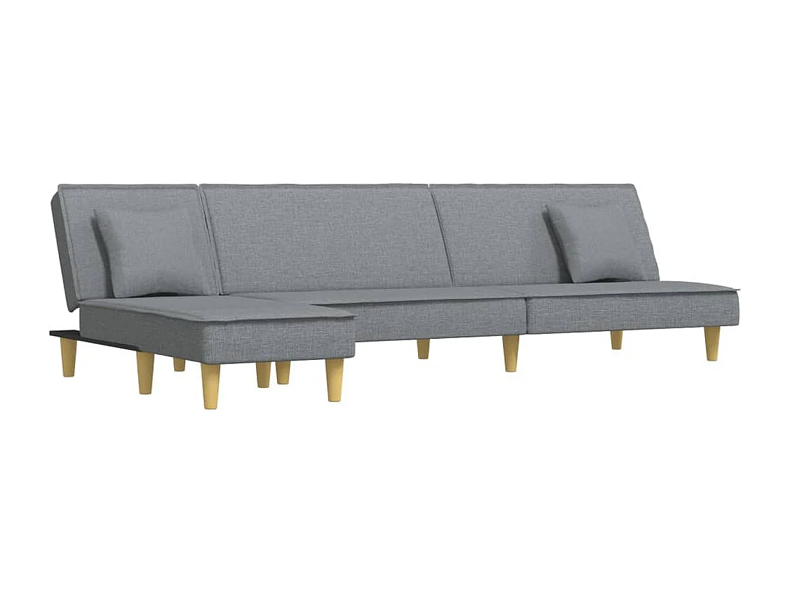 Canapé-lit en forme de L gris clair 255x140x70 cm tissu