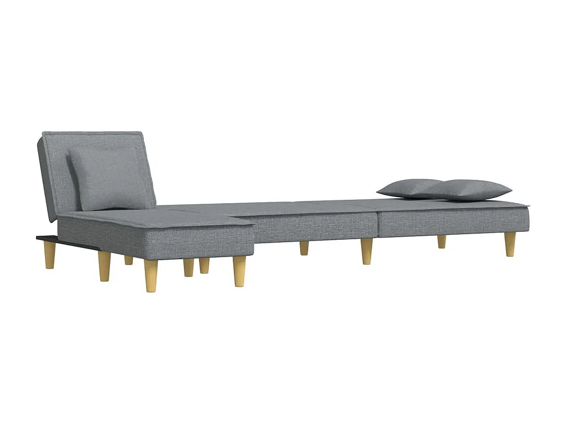 Canapé-lit en forme de L gris clair 255x140x70 cm tissu