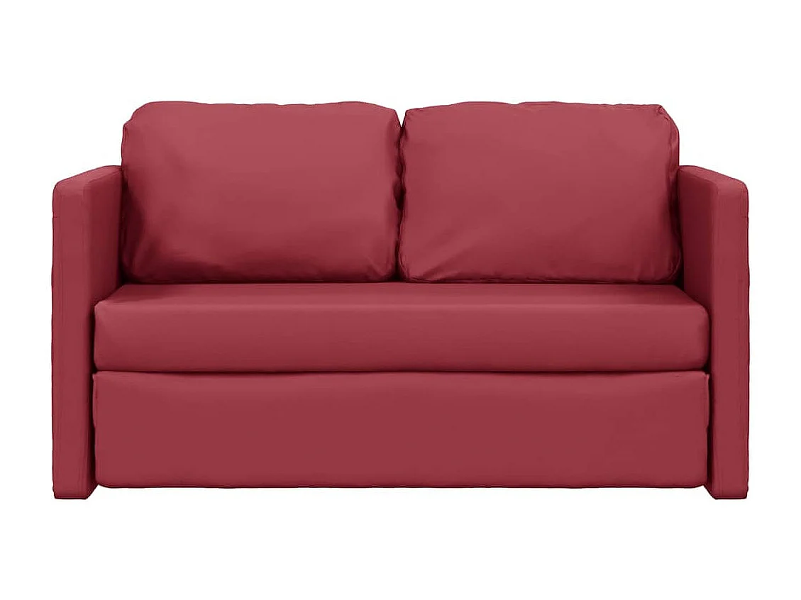 Slaapbank vloermodel 2-in-1 112x174x55 cm kunstleer wijnrood