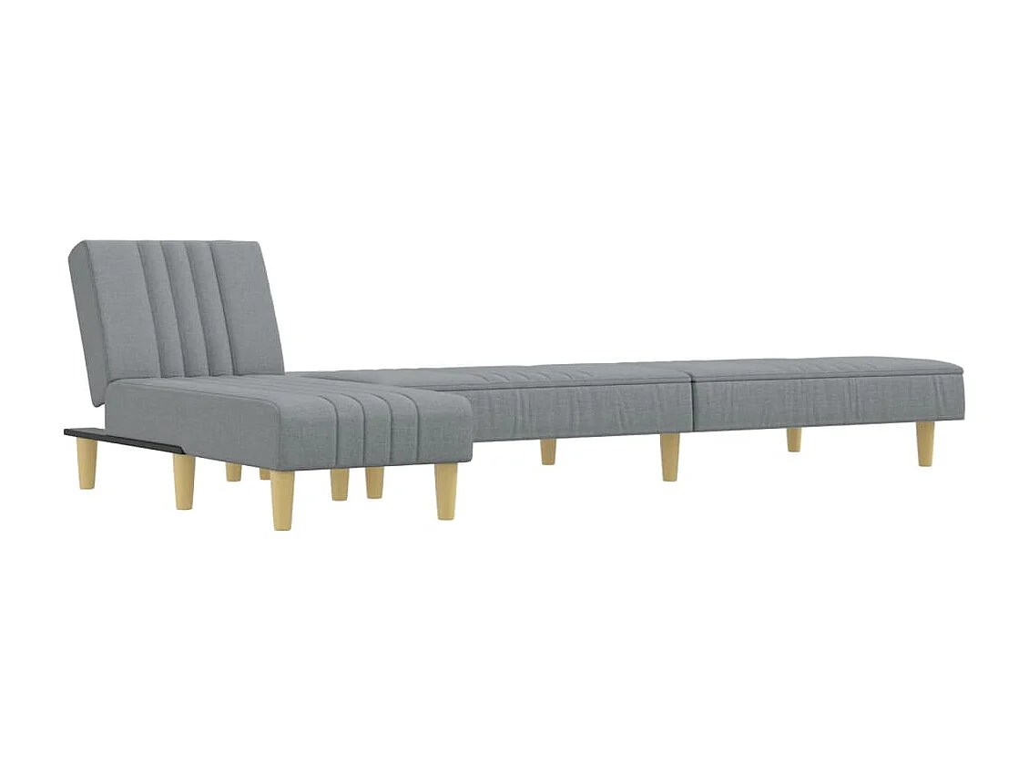 Canapé-lit en forme de L gris clair 255x140x70 cm tissu