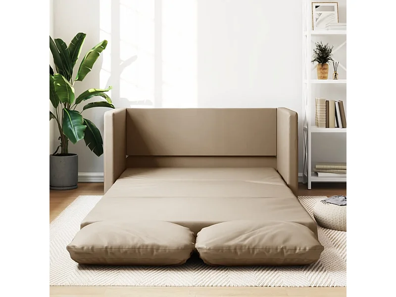 Sofá-cama sem pés 112x174x55 cm couro artificial cappuccino