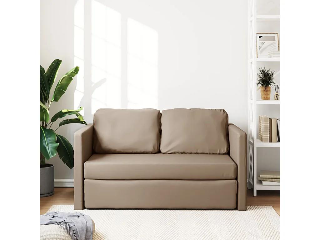 Slaapbank vloermodel 2-in-1 112x174x55 cm kunstleer cappuccino