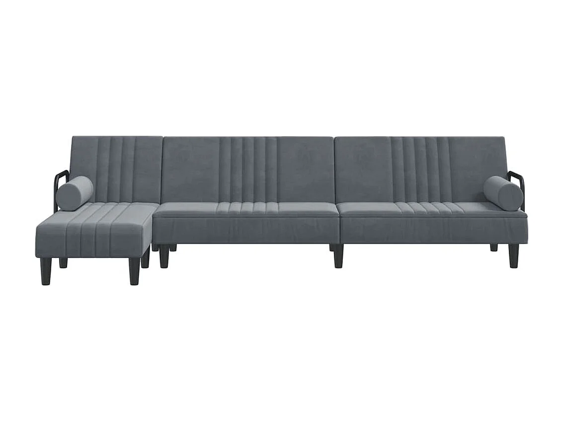 Canapé-lit en forme de L gris 260x140x70 cm velours