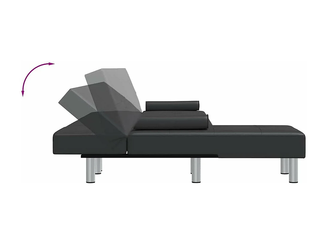 Canapé-lit en forme de L noir 255x140x70 cm similicuir