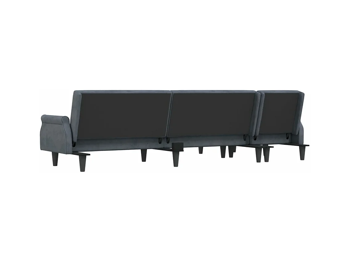 Canapé-lit en forme de L gris 271x140x70 cm velours