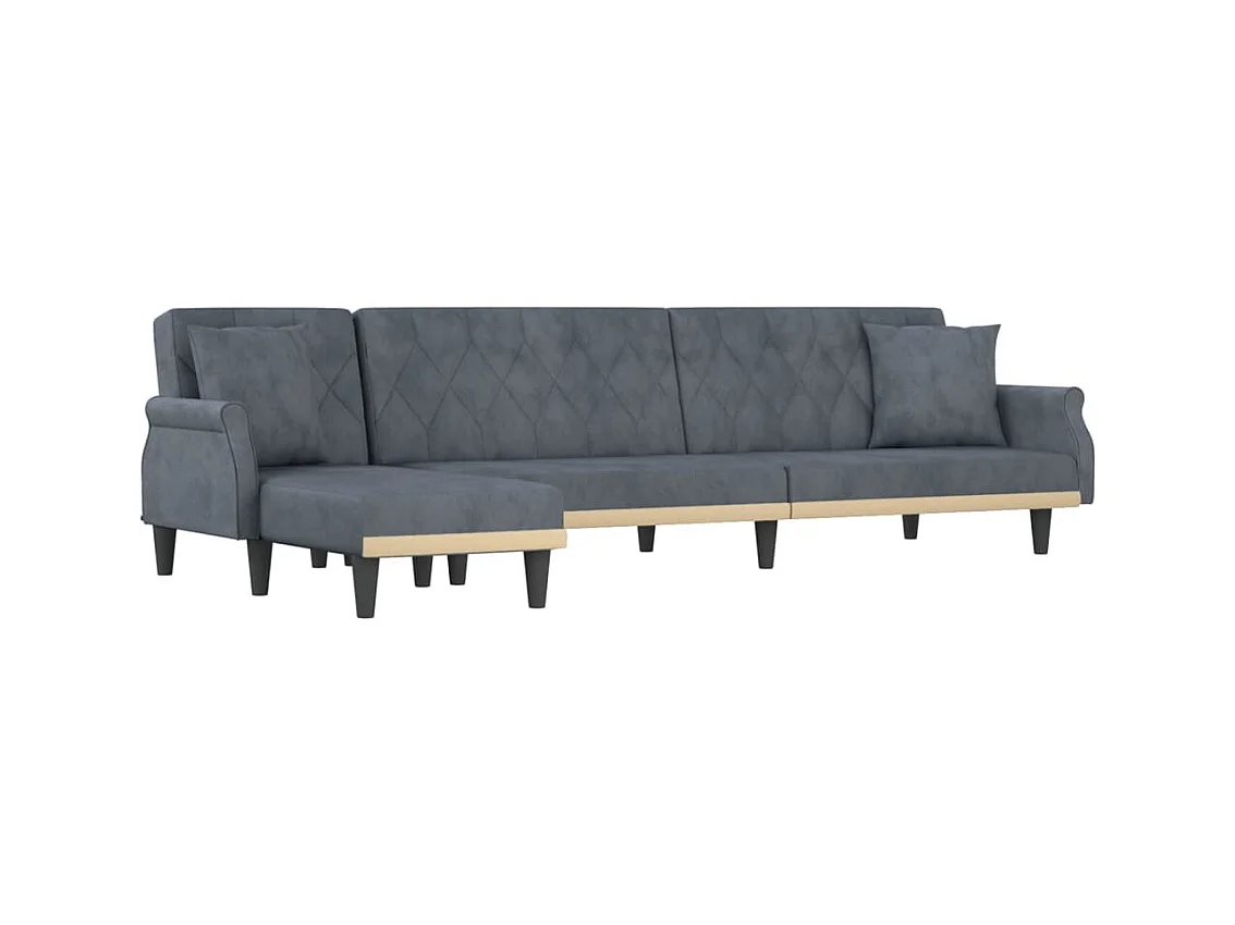 Canapé-lit en forme de L gris 271x140x70 cm velours