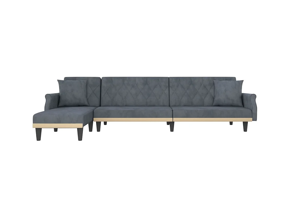 Canapé-lit en forme de L gris 271x140x70 cm velours