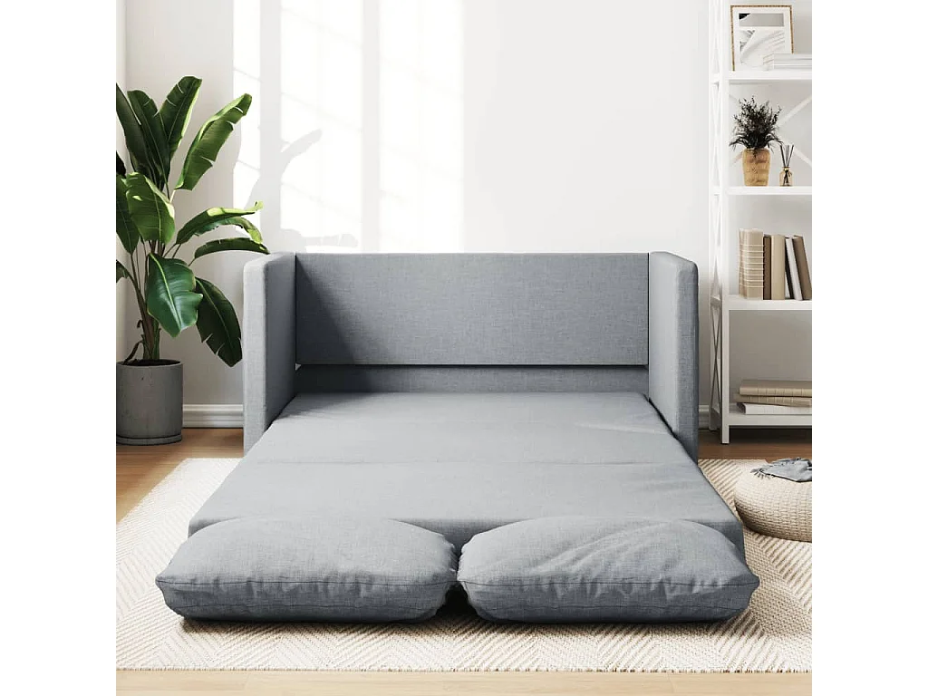 Slaapbank vloermodel 2-in-1 112x174x55 cm stof lichtgrijs