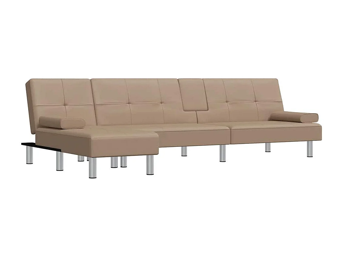 Canapé-lit en forme de L cappuccino 255x140x70 cm similicuir