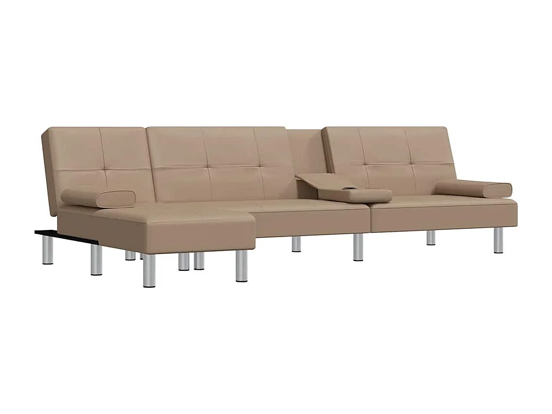 Canapé-lit en forme de L cappuccino 255x140x70 cm similicuir