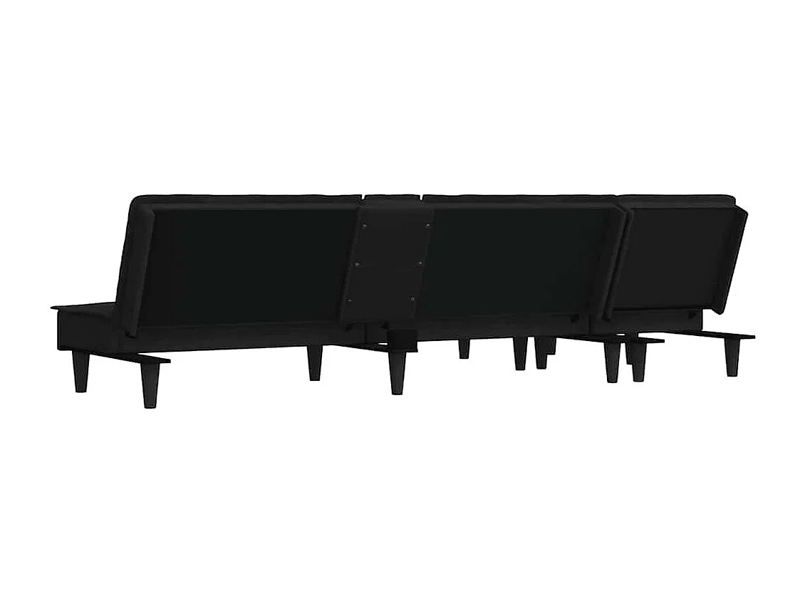 Canapé-lit en forme de L noir 255x140x70 cm velours