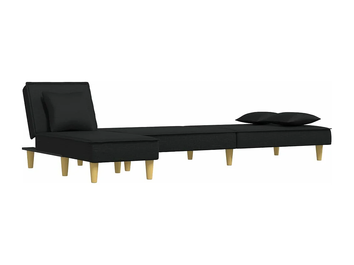 Canapé-lit en forme de L noir 255x140x70 cm tissu