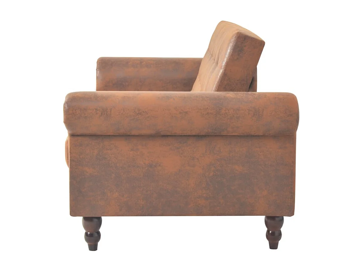 Canapé-lit convertible avec accoudoir Daim synthétique Marron